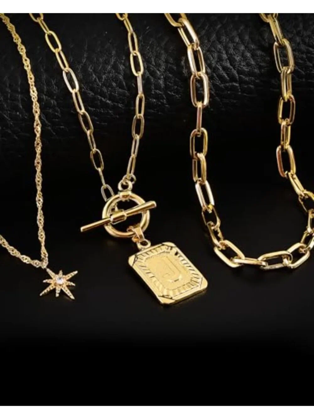 Layered Initial Necklace for Women Paperclip Chain 14k White Gold Plated 3